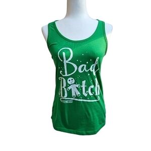 Holiday Gym Racerback Tank Top with Bad B!tch Graphic, Size Small Fitted